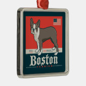 patriottisch | Boston Terrier Metalen Ornament (Rechts)