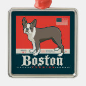 patriottisch | Boston Terrier Metalen Ornament (Voorkant)