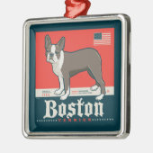 patriottisch | Boston Terrier Metalen Ornament (Links)