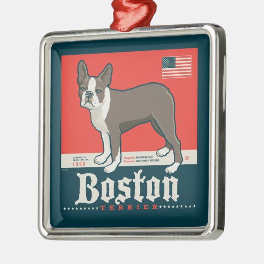 patriottisch | Boston Terrier Metalen Ornament (Links)