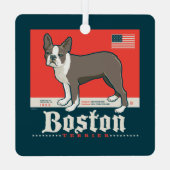 patriottisch | Boston Terrier Metalen Ornament (Achterkant)