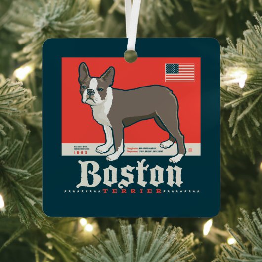 patriottisch | Boston Terrier Metalen Ornament (Insitu)