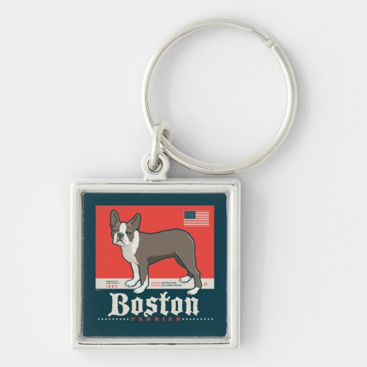 patriottisch | Boston Terrier Sleutelhanger (Voorkant)