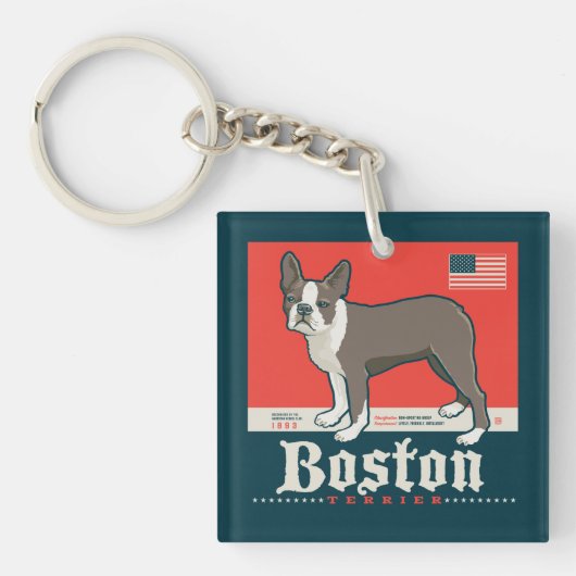 patriottisch | Boston Terrier Sleutelhanger (Voorkant)