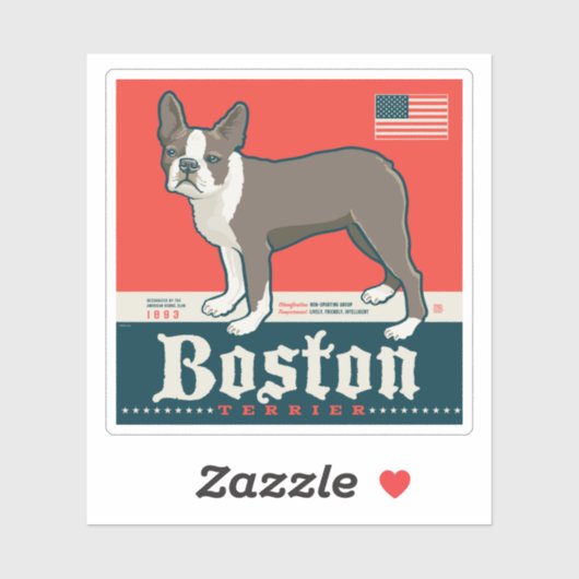 patriottisch | Boston Terrier Sticker (Vel)