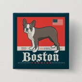patriottisch | Boston Terrier Vierkante Button 5,1 Cm (Voorkant)