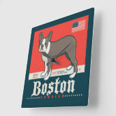 patriottisch | Boston Terrier Vierkante Klok (Hoek)