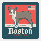 patriottisch | Boston Terrier Vierkante Sticker (Voorkant)