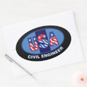 Patriottisch Bouwkundig Ingenieur Ovale Sticker (Envelop)