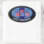 Patriottisch Bouwkundig Ingenieur Ovale Sticker (Tas)