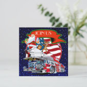 Patriottisch / brandweer Kerstmis Kaart (Staand voorkant)