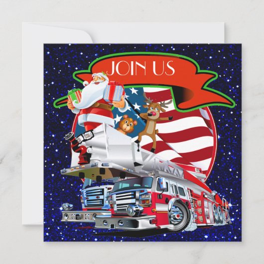 Patriottisch / brandweer Kerstmis Kaart (Voorkant)