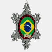 Patriottisch Brazilië, buffelpleister, Braziliaans Tin Sneeuwvlok Ornament (Links)