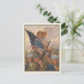 Patriottisch Briefkaart met WWII Propaganda Poster (Staand voorkant)