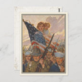 Patriottisch Briefkaart met WWII Propaganda Poster (Voorkant / Achterkant)