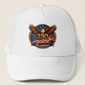 Patriottisch bronzen 250e jubileumembleem trucker pet (Voorkant)