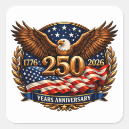 Patriottisch bronzen 250e jubileumembleem vierkante sticker