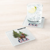 Patriottisch Bruin Beer In PiNE Trees Amerikaanse Glazen Onderzetter (Schuin)
