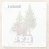 Patriottisch Bruin Beer In PiNE Trees Amerikaanse Glazen Onderzetter (Achterkant)