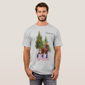 Patriottisch Bruin Beer In PiNE Trees Amerikaanse  T-shirt (Voorkant volledig)