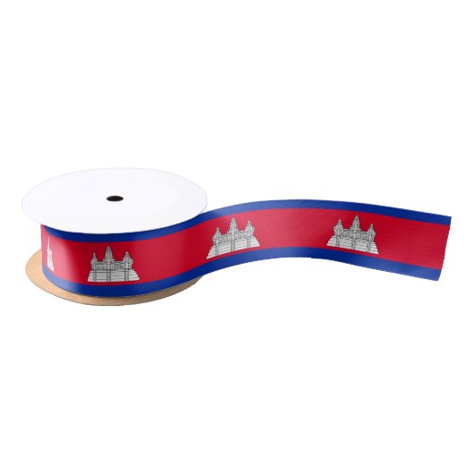 Patriottisch Cambodja Flag Satin Ribbon Satijnen Lint (Spoel)