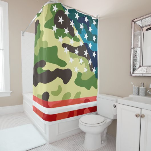 Patriottisch camouflage douchegordijn (In situ)
