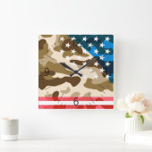 Patriottisch camouflage vierkante klok (Huis)