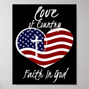Patriottisch christelijk geloof in God Hart Kruis Poster