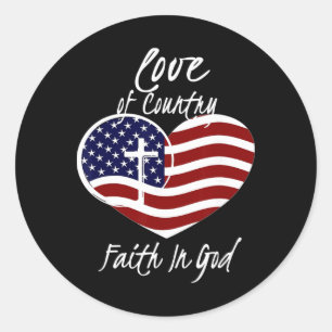 Patriottisch christelijk geloof in God Hart Kruis  Ronde Sticker