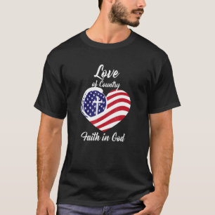 Patriottisch Christelijk geloof in God Heart Cross T-shirt