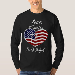 Patriottisch Christelijk geloof in God Heart Cross T-shirt