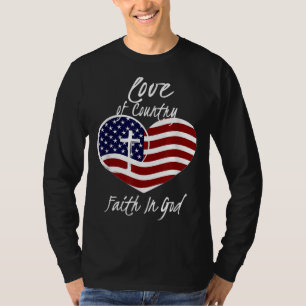 Patriottisch Christelijk geloof in God Heart Cross T-shirt