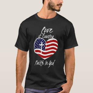 Patriottisch Christelijk geloof in God Heart Cross T-shirt