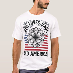 Patriottisch christelijke bloem vintage T-shirt