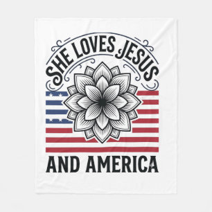 Patriottisch christelijke bloem vintage T-shirt Fleece Deken