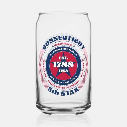 Patriottisch Connecticut typografie ontwerp Blikvorm Glas (Voorkant)