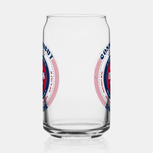 Patriottisch Connecticut typografie ontwerp Blikvorm Glas (Rechts)