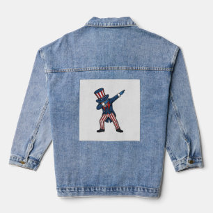 Patriottisch Dabbing Karakter Vintage Vector Desig Denim Jacket