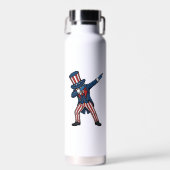 Patriottisch Dabbing Karakter Vintage Vector Desig Waterfles (Voorkant)