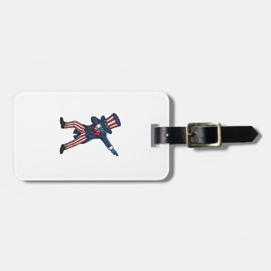 Patriottisch Dabbing Karakter Vintage Vector Ontwe Bagagelabel (Voorkant horizontaal)