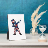 Patriottisch Dabbing Karakter Vintage Vector Ontwe Fotoplaat (Zijkant)
