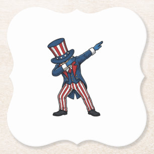 Patriottisch Dabbing Karakter Vintage Vector Ontwe Kartonnen Onderzetters