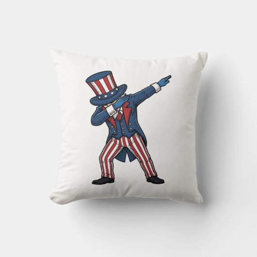 Patriottisch Dabbing Karakter Vintage Vector Ontwe Kussen (Voorkant)