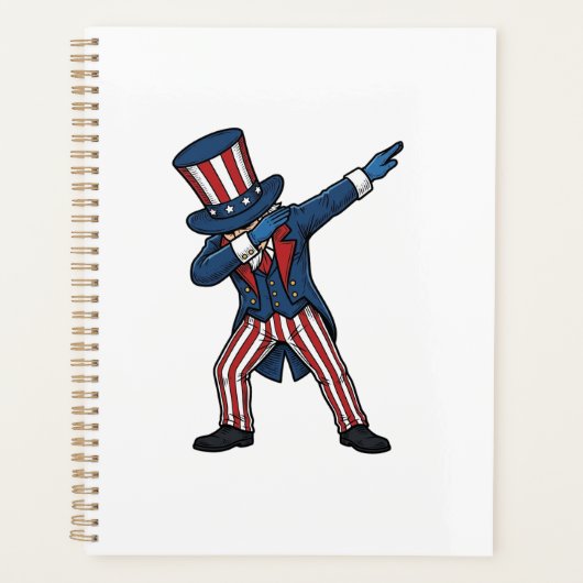 Patriottisch Dabbing Karakter Vintage Vector Ontwe Planner (Voorkant)