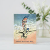  Patriottisch, dame, Eagle met Amerikaanse vlag Briefkaart (Staand voorkant)