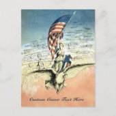  Patriottisch, dame, Eagle met Amerikaanse vlag Briefkaart (Voorkant)