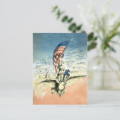 Patriottisch, dame, Eagle met Amerikaanse vlag Briefkaart (Staand voorkant)