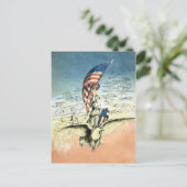  Patriottisch, dame, Eagle met Amerikaanse vlag Briefkaart (Staand voorkant)