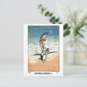  Patriottisch, dame, Eagle met Amerikaanse vlag Briefkaart (Staand voorkant)