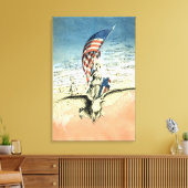  Patriottisch, dame, Eagle met Amerikaanse vlag Canvas Afdruk (Insitu (Woonkamer))